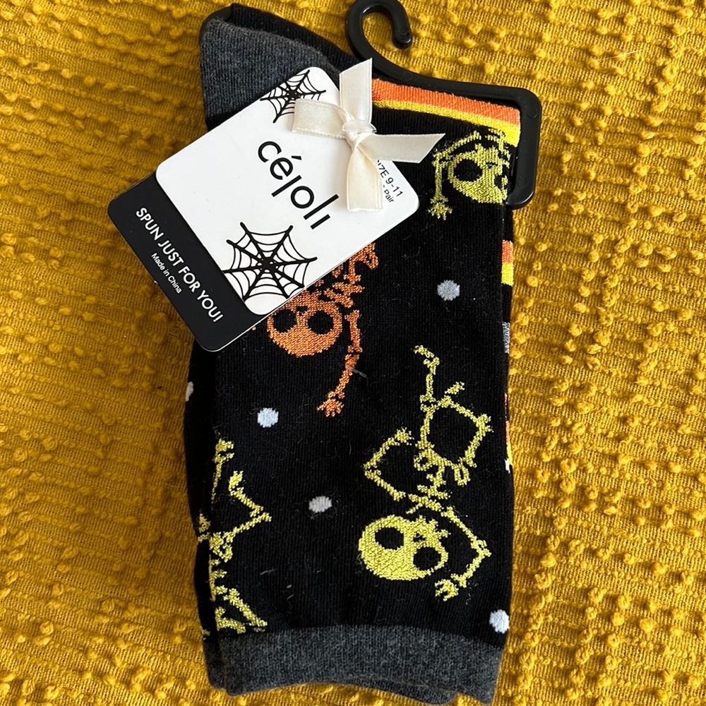 3/$12! Cejoli Halloween Skeleton Socks - Fits Women’s 9-11